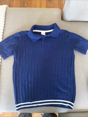 Gymboree Royal Blue Cable Knit Polo with Striped Hem